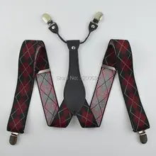 S/взрослых Регулируемый эластичный жаккард красные подтяжки 4 Зажимы Ремни-подтяжки, полосатые гетры, штаны для мужчин 3,5 см s17