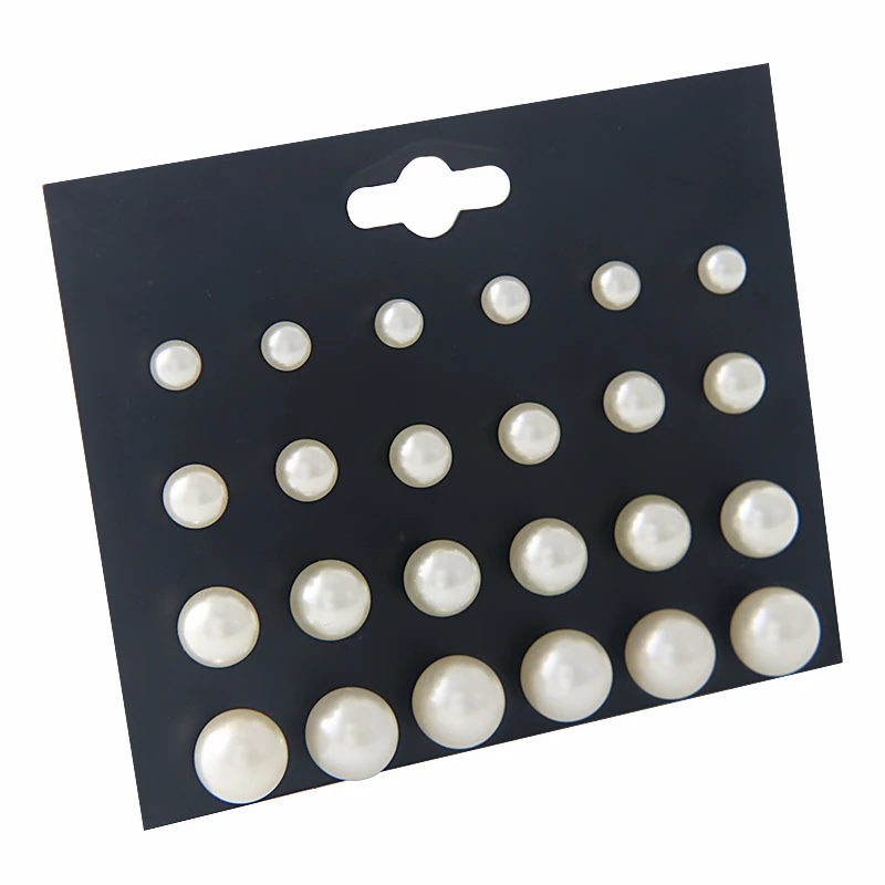 

Hot 12 pairs/set White Simulated Pearl Earrings Set For Women Wedding Bride Ball Stud Earrings Bijouteria brincos Bijoux Jewelry