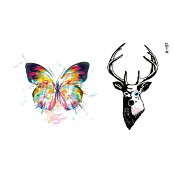 

Butterfly Deer Temporary Tattoo for Adult Waterproof Tatoo Sticker Body Art A-125 Fake Tattoo Man Woman 2017 NEW Hot Design