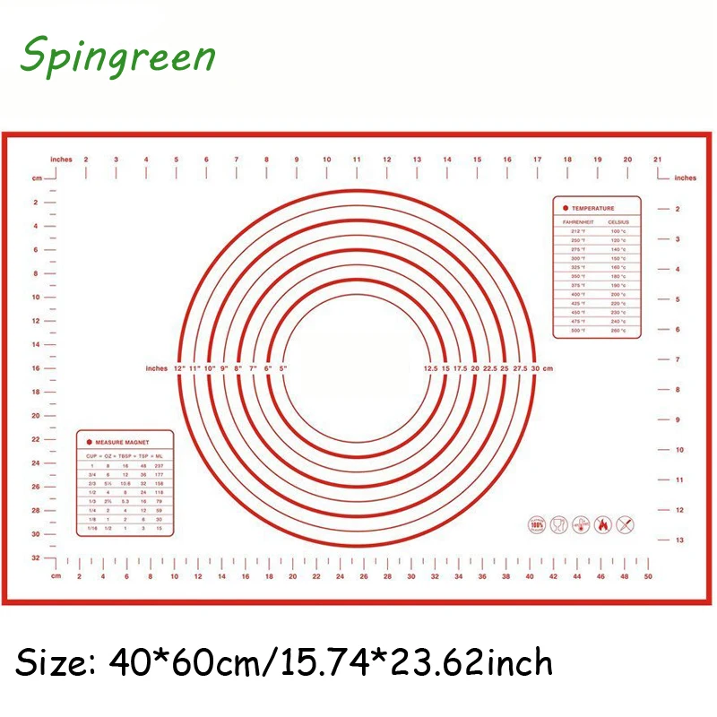 Антипригарное Силиконовое тесто прокатки коврик для выпечки помадка, кондитерские изделия глиняная подкладка лист 40x50cm FPing