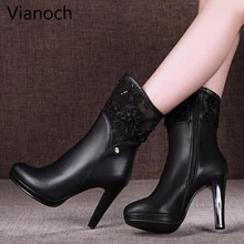 Fashion New Mid Calf Boots Women Black High Heels Sexy Boots Shoes Lady Platform Pumps Woman 9cm aa0611 fedonas new socks boots high heels mid calf boots for women slim party dancing shoes woman sexy autumn martin shoes prom pumps