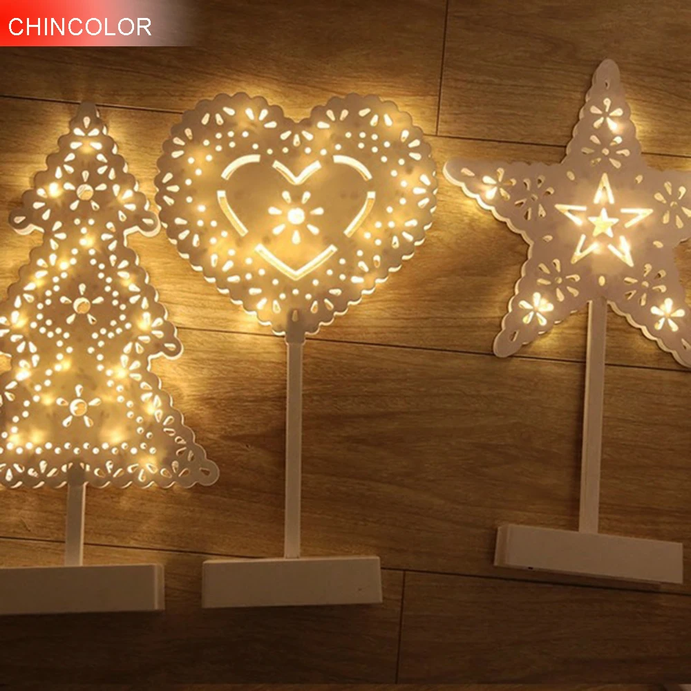 Cute LED Night light Christmas Tree Love Star Shape Battery Operated