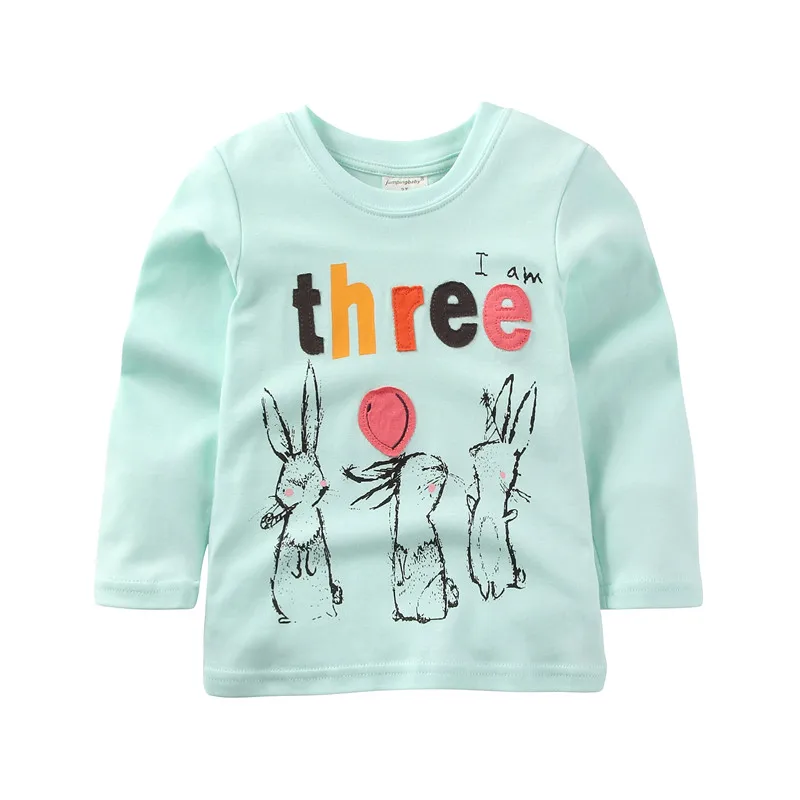 2016 Children Girls 100% Cotton Spring Autumn T-Shirt For 1-6Y Kids Jumpingbaby Brand Long Sleeve Cartoon Tees Child Cute Tops35