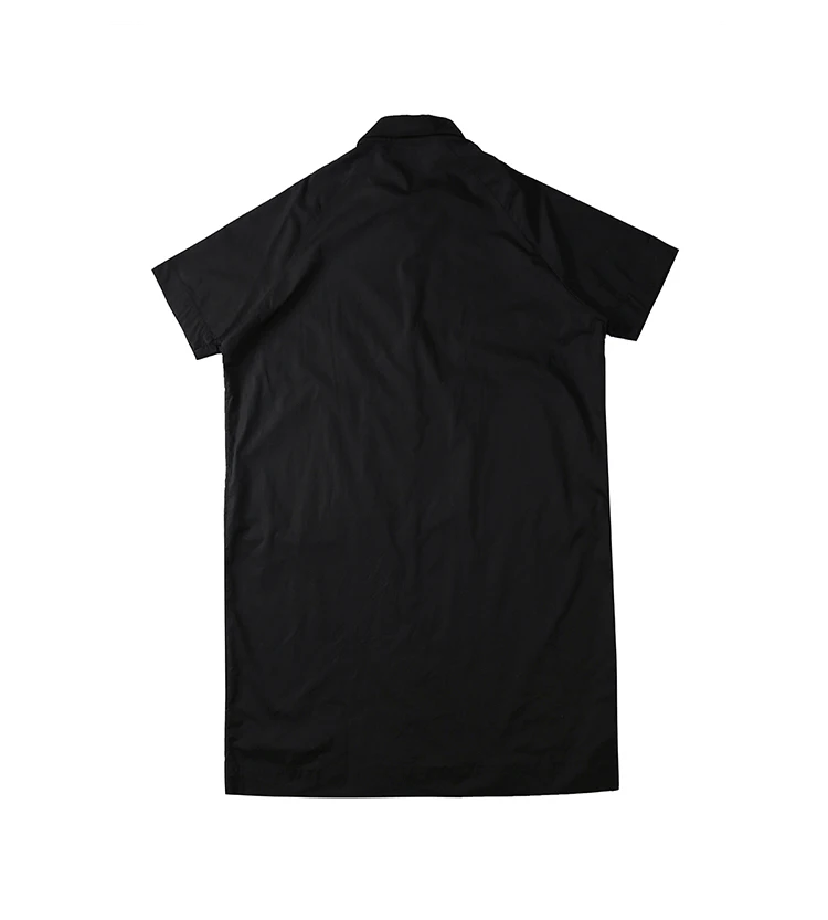 Женская летняя одежда, однотонное черное платье-рубашка большого размера с карманом и коротким рукавом, женская повседневная одежда, длинное платье, женское платье J074