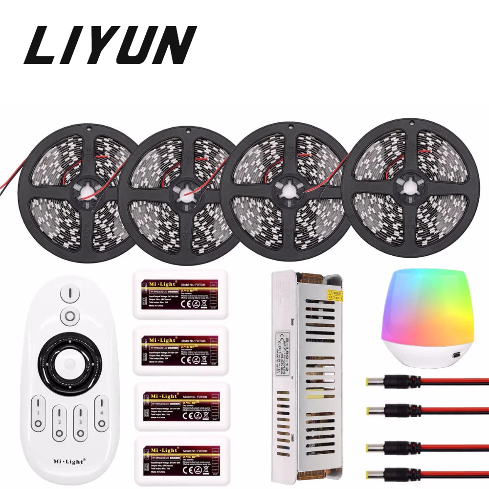 

5050 Dimmable LED Strip Waterproof DC 12V Mi Light WIFI LED Light Strip 5M 10M 15M 20M Flexible Neon Tape With Controller Power