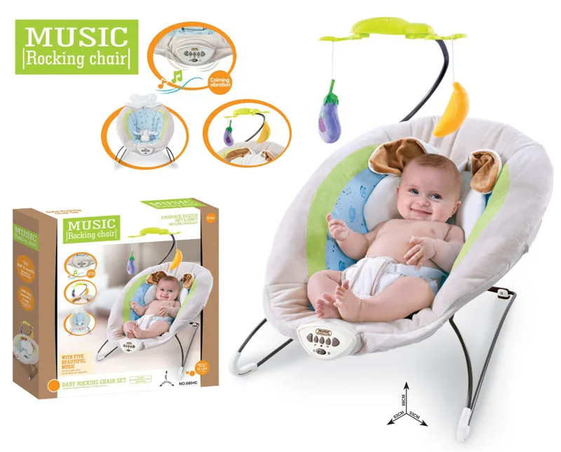 2017 New Gray Baby Electric Rocking Chair With Rabbit  Pillow Kids Calming Vibration Music Rocking Bouncers,Jumpers & Swings01