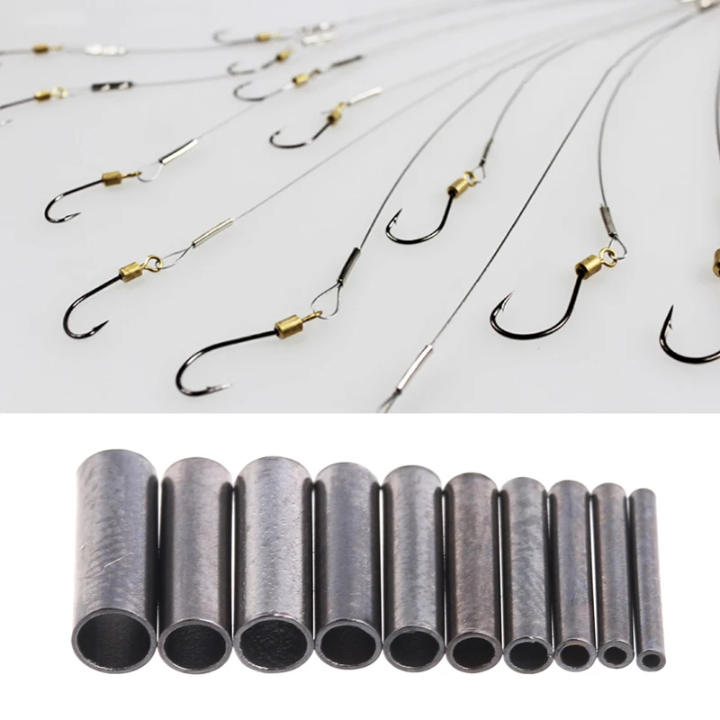 

100 pcs / Bag Stainless Steel Fishing Line Aluminum Friso Sleeve Tube Copper 1.0mm-2.8mm Sea Line Fishing Tube Fittings