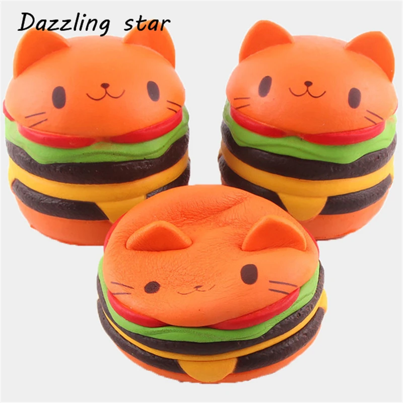 Kawaii Squishy Jumbo Hamburger Cat Cake Squeeze Toy Slow Rising