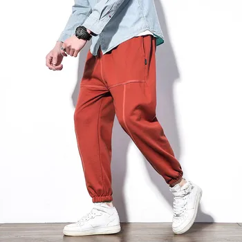 

Japanese loose large size casual knit harem pants hip hop street style fashion design stitching high quality pants male M-5XL