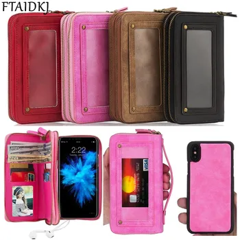 

Luxury Zipper Leather Wallet Case For iPhone XS Max XR X 8 7 Plus Multifunction Flip Cover For iPhone 6 6S 5 5S SE Phone Bags