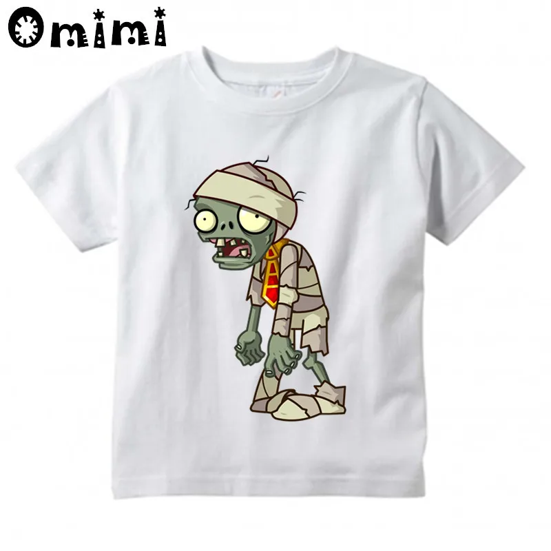 Детские дизайнерские футболки с принтом «Растения против Зомби»; летние белые футболки для мальчиков и девочек; детская одежда; топы с короткими рукавами для малышей
