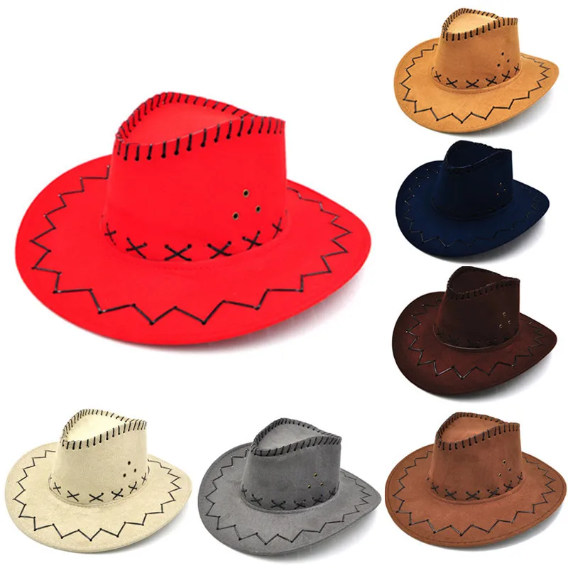 1 шт. новая ковбойская шляпа, замшевый вид, дикое западное нарядное платье для мужчин и женщин, ковбойская Кепка унисекс