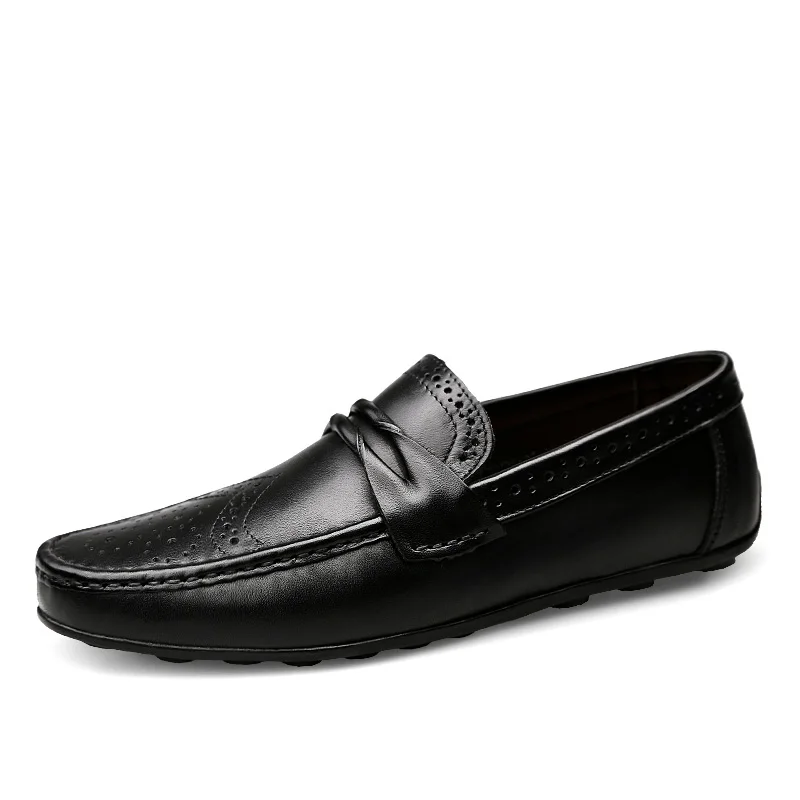 

Men New Fashion Leather Shoes Slip on Lightweight Flats Comfortable Male Driving Moccasins Man Loafers Soft Plus Size