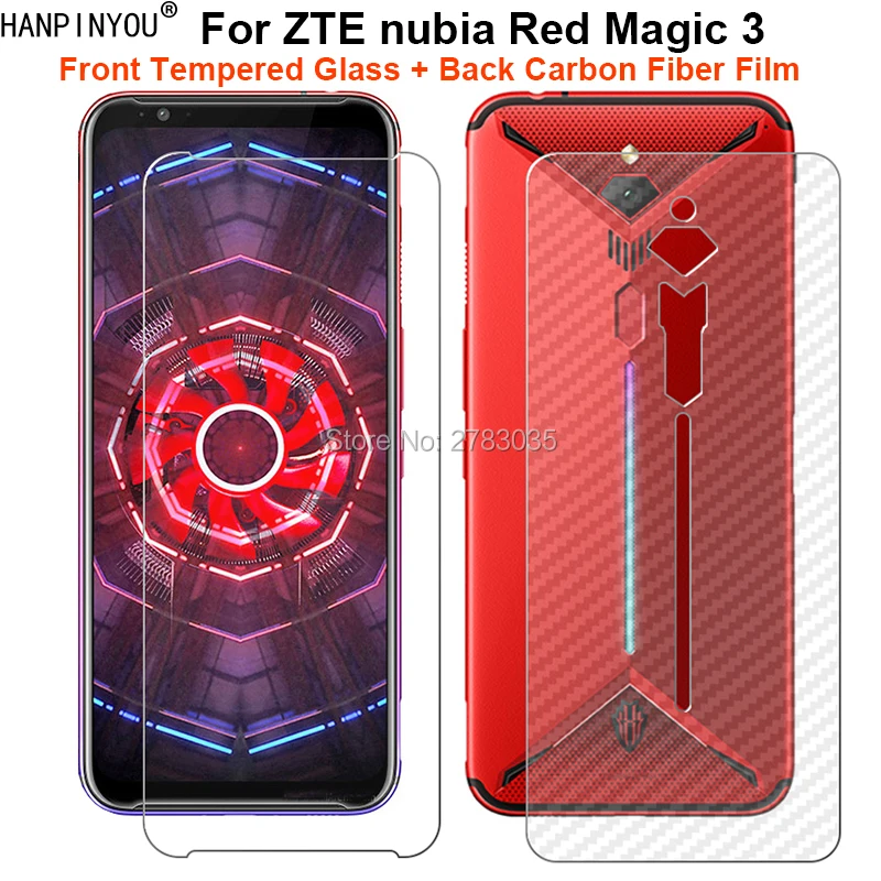 Для zte nubia Red Magic 3 1 комплект = мягкая задняя пленка из углеродного волокна+ ультратонкая прозрачная защитная пленка для переднего экрана из закаленного стекла премиум-класса