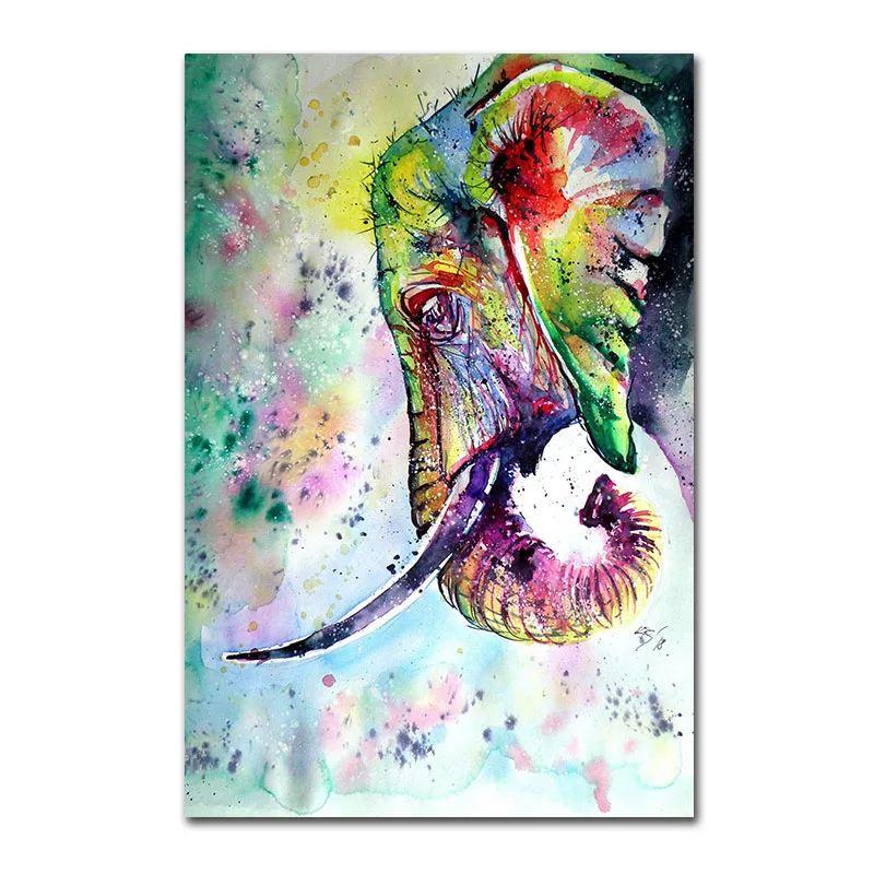 GOODECOR дикие животные акварельная картина слона на холсте для гостиной настенное Искусство Фрески картина плакат печать домашний декор