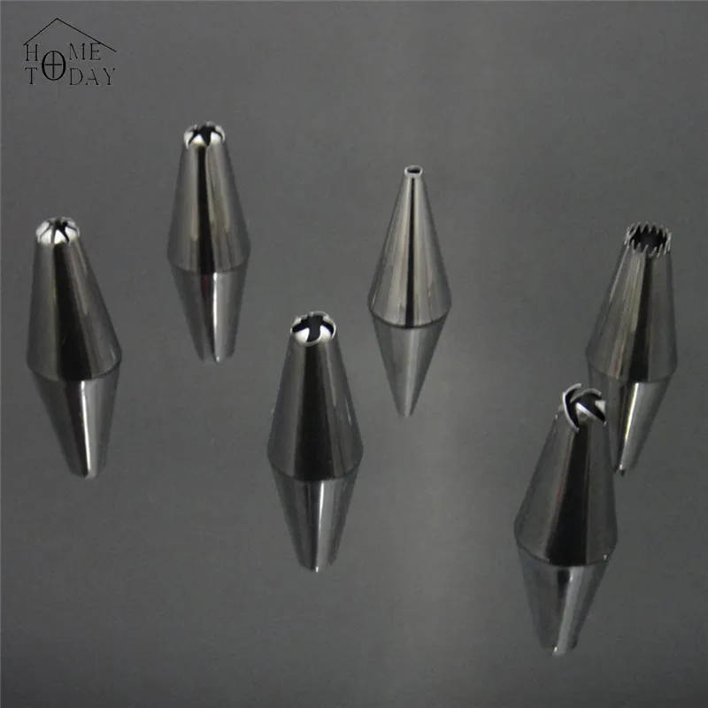 6pcs/set Piping Stainless Steel Cake Fondant Pastry Cream Nozzles Cupcake Decorating Kitchen Accessories Decoration Home 2016 |