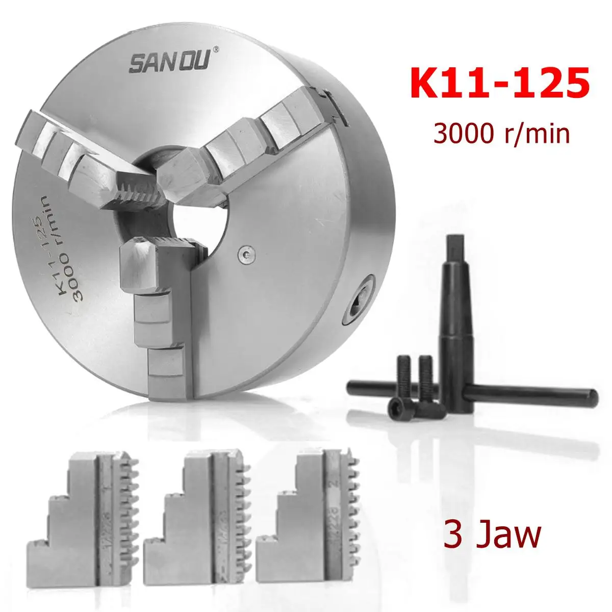 Achat SANOU K11 125 3 mâchoires tour mandrin 125mm auto centrage durci outil réversible pour perçage fraiseuse