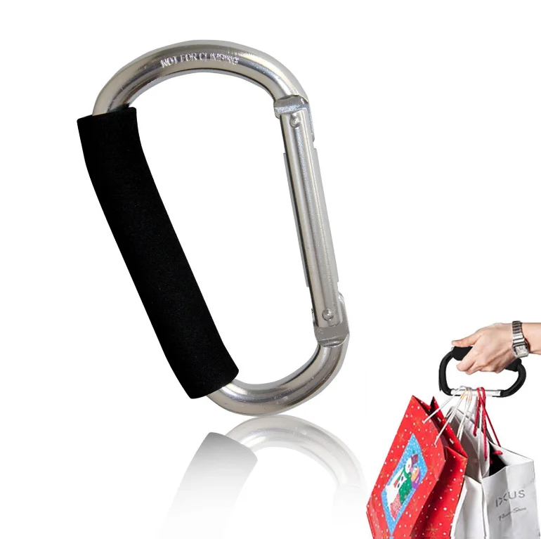 2pcs Universal Large Buggy Mummy Clip Pram Pushchair Shopping Bag Hook Carabiner