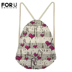 FORUDESIGNS 3D сердце музыка печати шнурок мешок для Для женщин мягкая женская сумка для покупок Путешествия хранения Повседневное девочек сумки