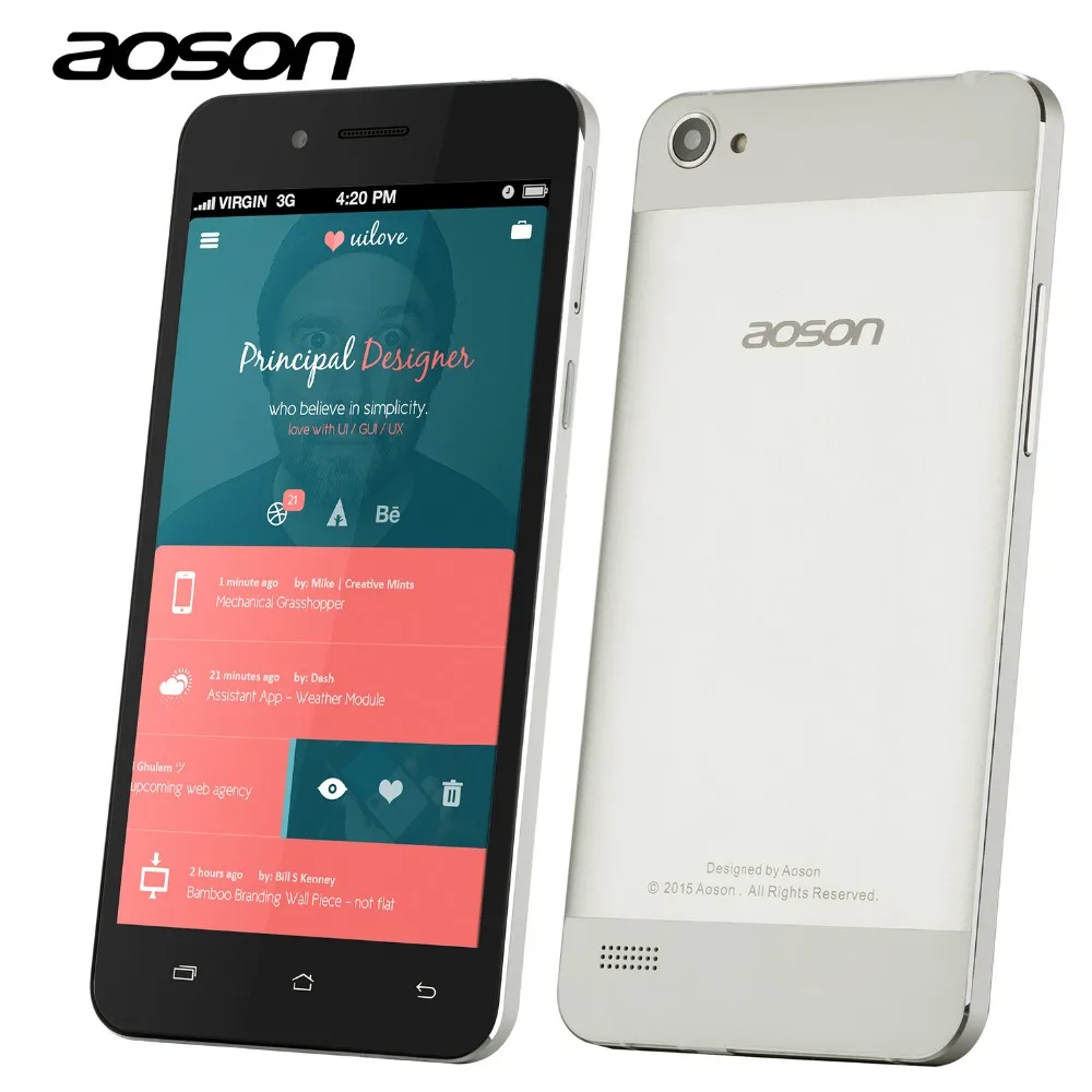 Оформление Продажи Бренд Aoson G507 5 дюймов Смартфон Quad Core MTK6582 RAM 1 Г ROM 8 ГБ Cam 5MP 3