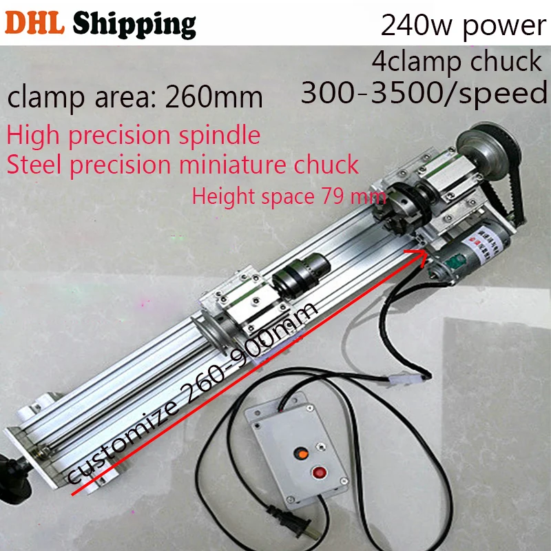 

Mini Lathe Beads Machine Polisher 240w spindle,square wood 4 clamp chuck customize clamp length,DIY Wood Lathe Cutter,ship DHL
