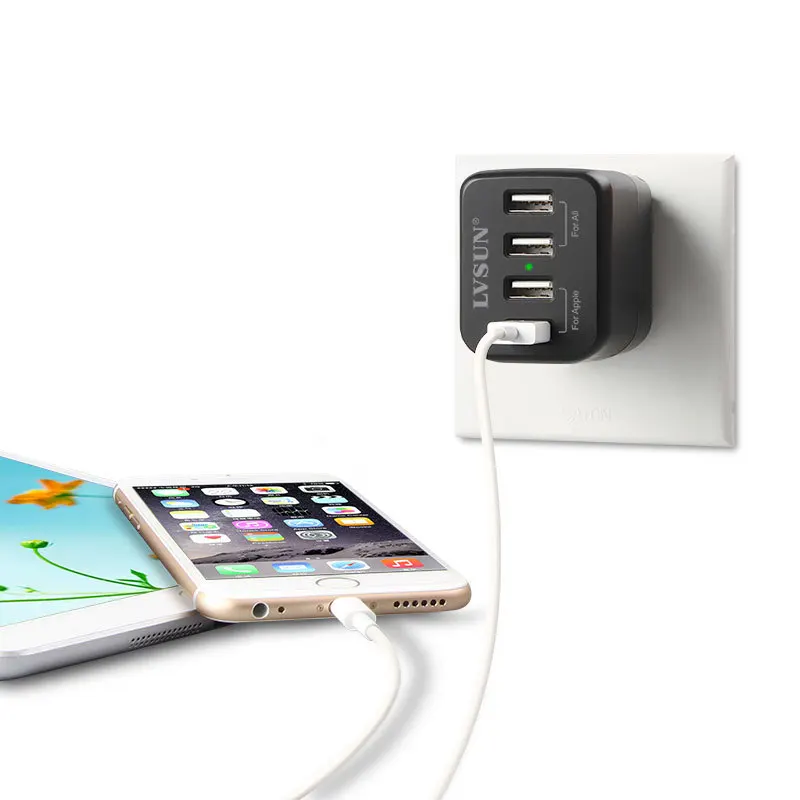 Сетевое зарядное устройство с 4 USB портами для iPhone 6 5s iPad Samsung Galaxy s6 s5 s4 Note