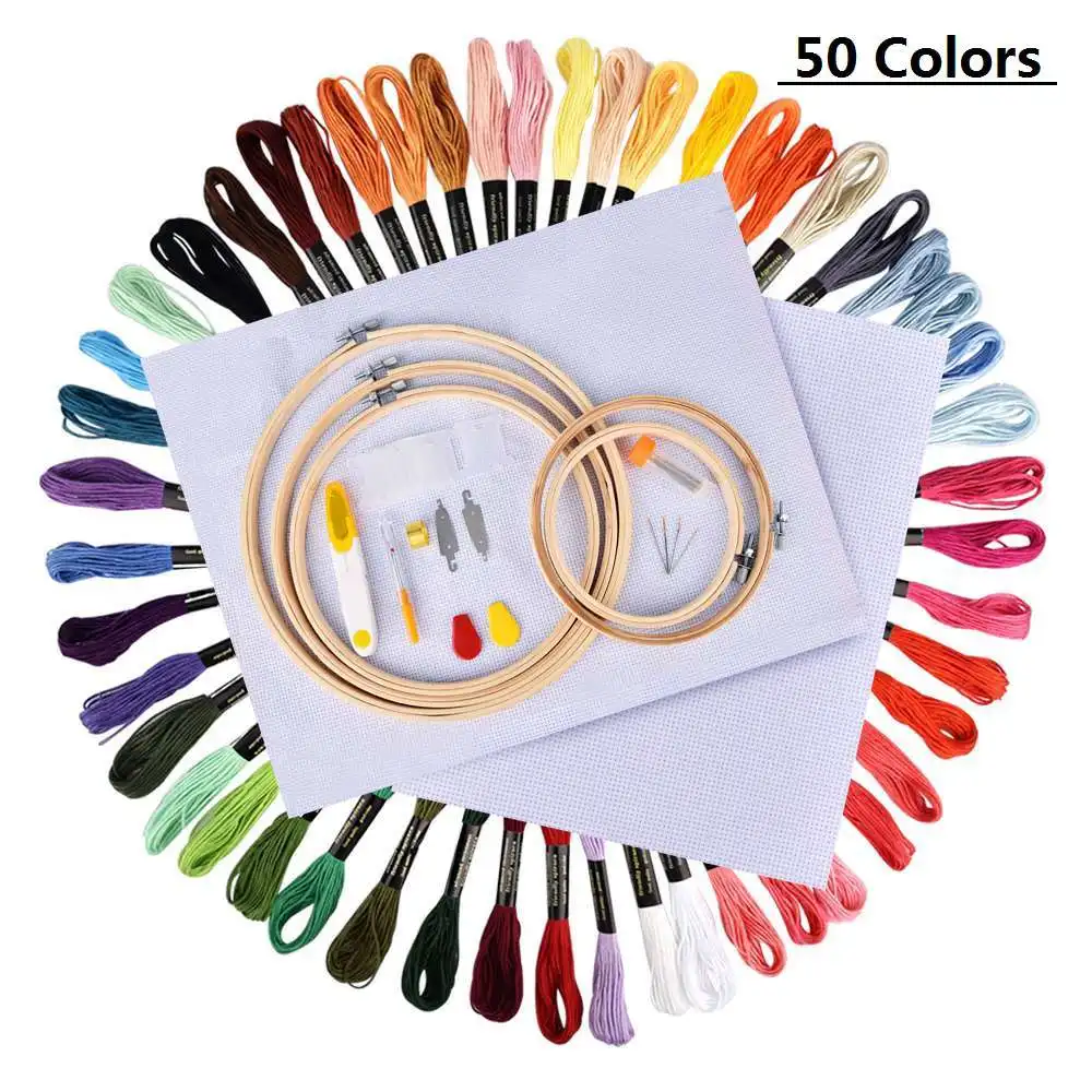 50/100 цветные мотки, вышивка, нить для вышивки крестом, набор колец, набор для вязания, набор для рукоделия, аксессуары для шитья, рукоделие - Цвет: A Set(50 Colors)