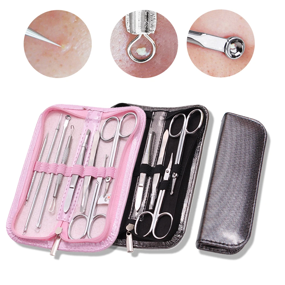 

8pcs Black Dots Extractor de cravo Black Spots Removal Needles Blackhead Remover Set Skin Acne Comedone Tweezer For Pimple Face