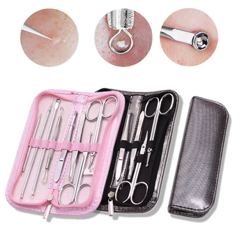 

8pcs Black Dots Extractor de cravo Black Spots Removal Needles Blackhead Remover Set Skin Acne Comedone Tweezer For Pimple Face