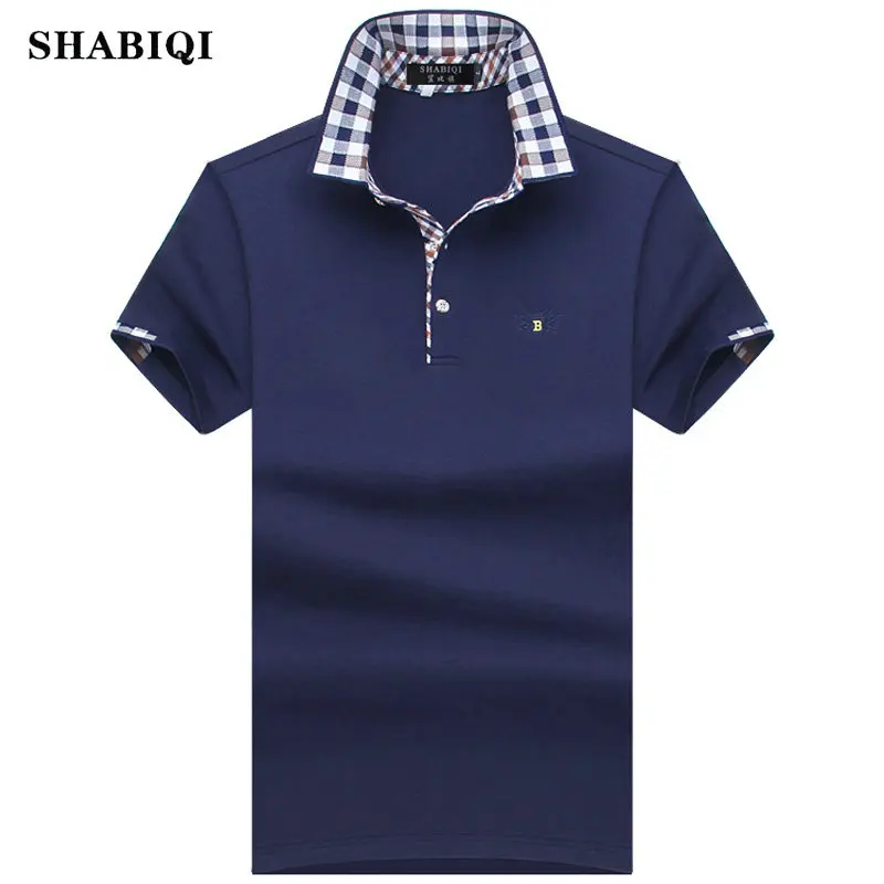 SHABIQI модная мужская рубашка поло, летняя рубашка поло с коротким рукавом, мужская полосатая рубашка с воротником, 95% хлопок размера плюс S-10XL