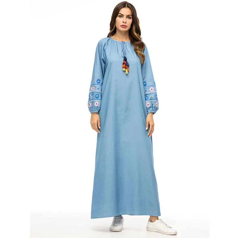 

Vestidos Abaya Kaftan Dubai Turkey Arabic Women Embroidery Hijab Muslim Dress Qatar UAE Jilbab Robe Turkish Islamic Clothing