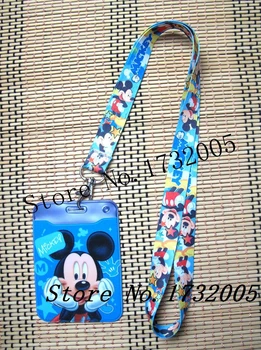 

10pcs cartoon mickey Credit Card Holders Bank Card Neck Strap Card Bus ID holders Identity badge with lanyard key chains