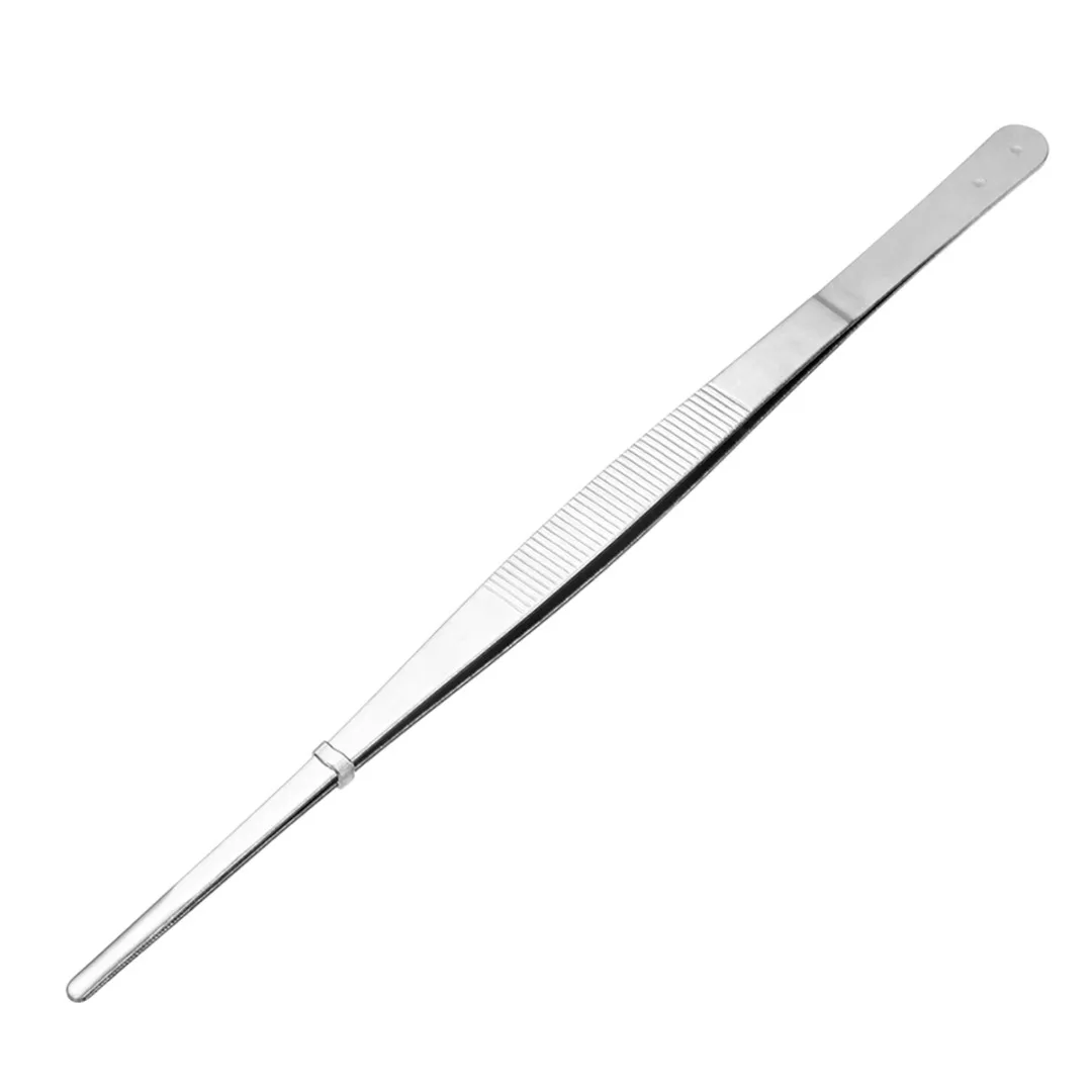 30cm Long stainless steel food tongs Silver Straight Tweezer Barbecue Tong Non-stick Kitchen Tongs Cooking Tool