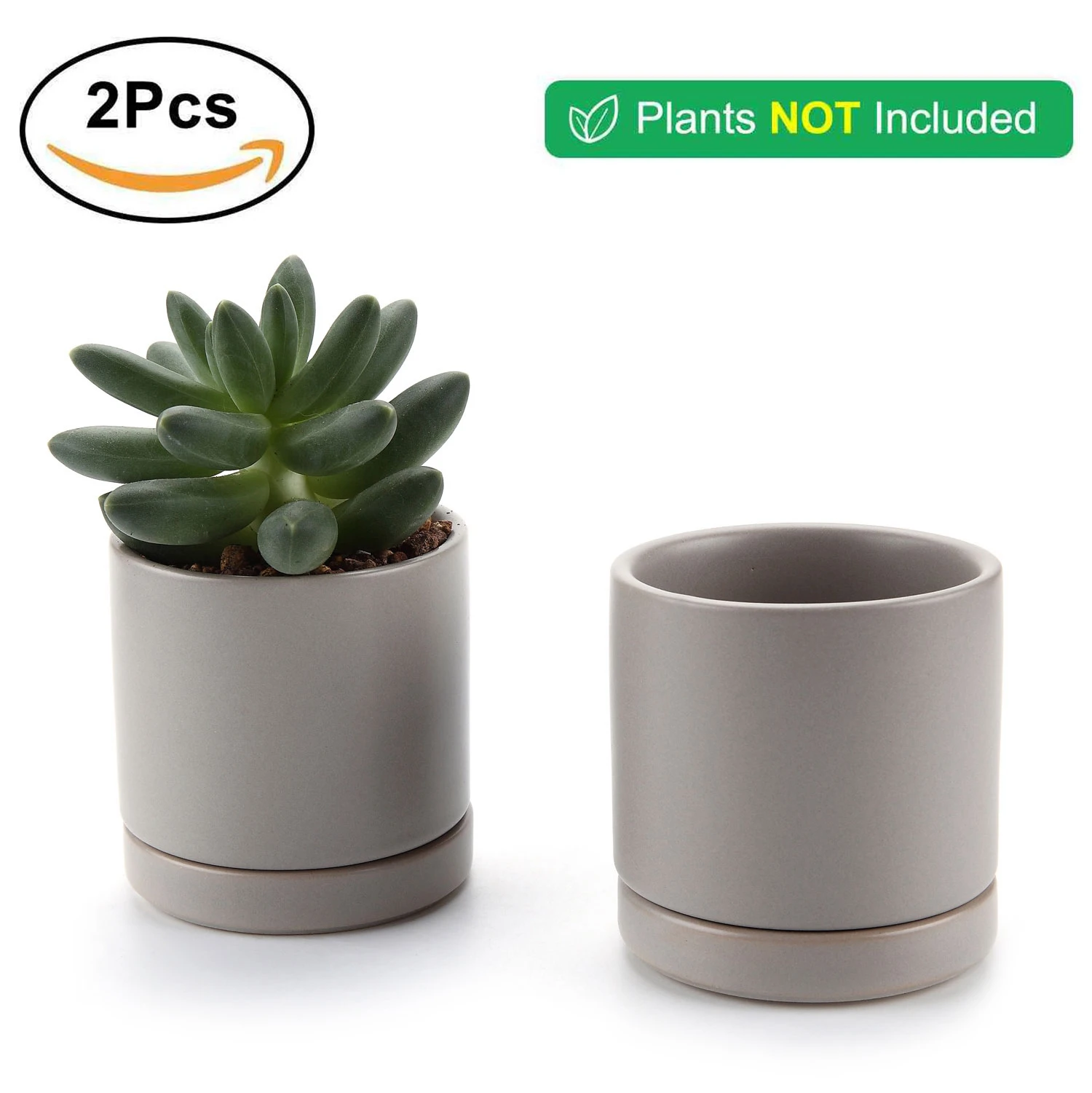 

T4U 3 Inch nordic decoration home Ceramic Round Cameo flower for Cactus succulent planter Plant bonsai Pot Saucer Grey White