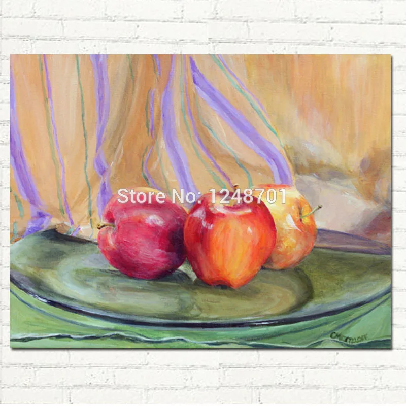 

Modern Still Life Oil Painting Canvas Art Apples Picture On Canvas Wall Art For Kitchen Home Decor Pictures New 100% Handmade
