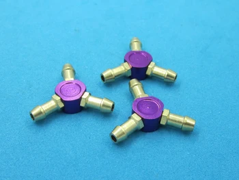 

2PC Gasoline Water Nozzle Three-way Water Inlet Nozzle Metal Tee Joint Tube Connector Fuel Oil Nipple Faucet for RC Boats Parts