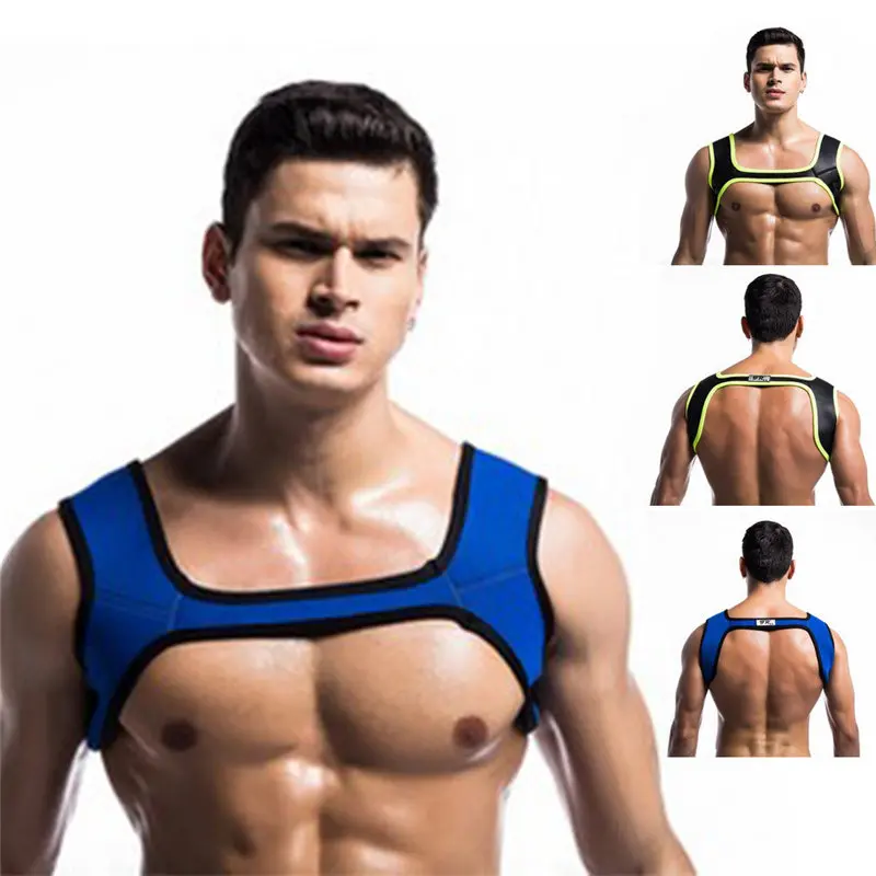

2019 New Style Men's Fitness Rubber Sports Shoulder Strap Muscle Exercise Shoulder Protector Man's Sexy vanquish fitness Top