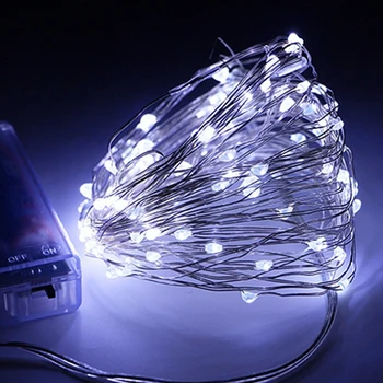 

Battery Powered LED String lights 10M 5M 2M Silver Wire Garland Home Christmas Wedding Party Birthday Decoration Led Fairy light