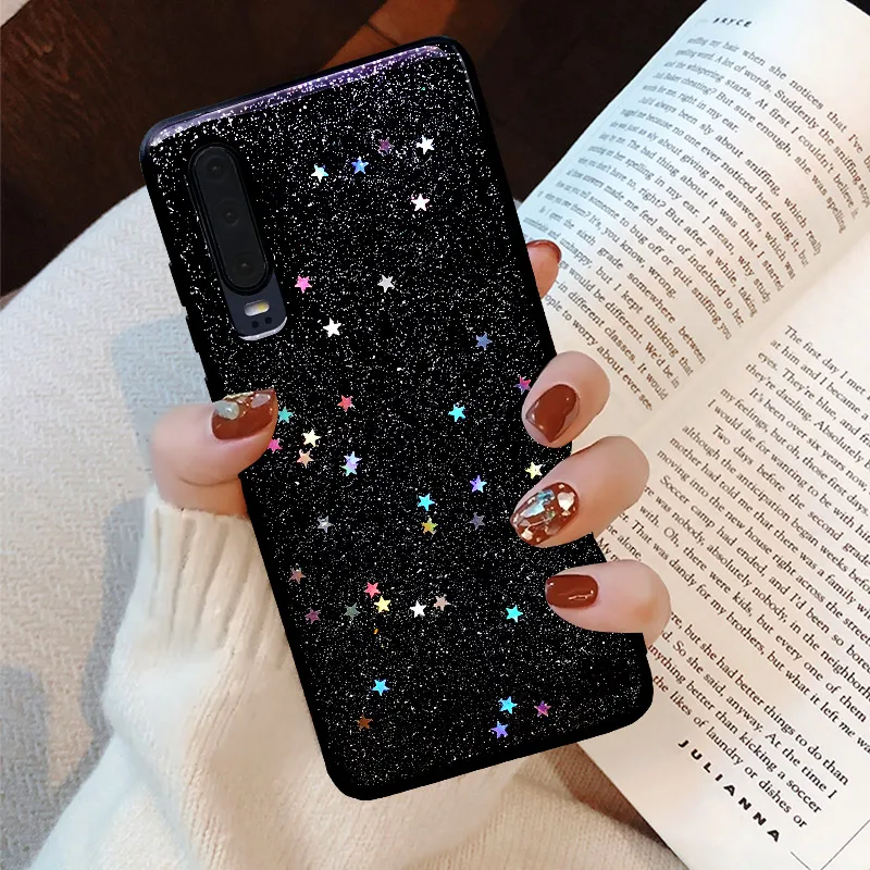 Fashion Phone Case For Huawei P30 Pro Shiny Sequins Glitter Sparkling Solid Soft TPU Cute Silicone Back Cover |