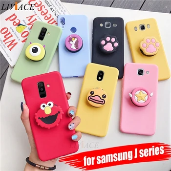 

3D silicone cartoon phone holder case for samsung galaxy j8 j7 pro j6 j5 j4 a6 a8 plus 2018 2017 2016 2015 cute stand back cover