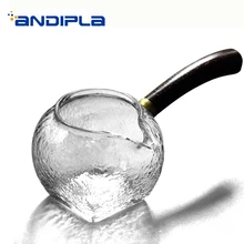 Краткое прозрачный толстые термостойкие Стекло ярмарка чашки с деревянной ручкой китайский кунг-фу чайный сервиз аксессуары заварочный чайник кружка