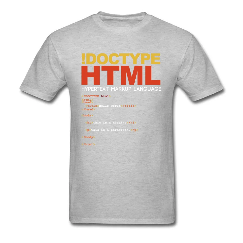 Мужская футболка Geek HTML Прямая поставка Забавные топы! Doctype футболки с надписями