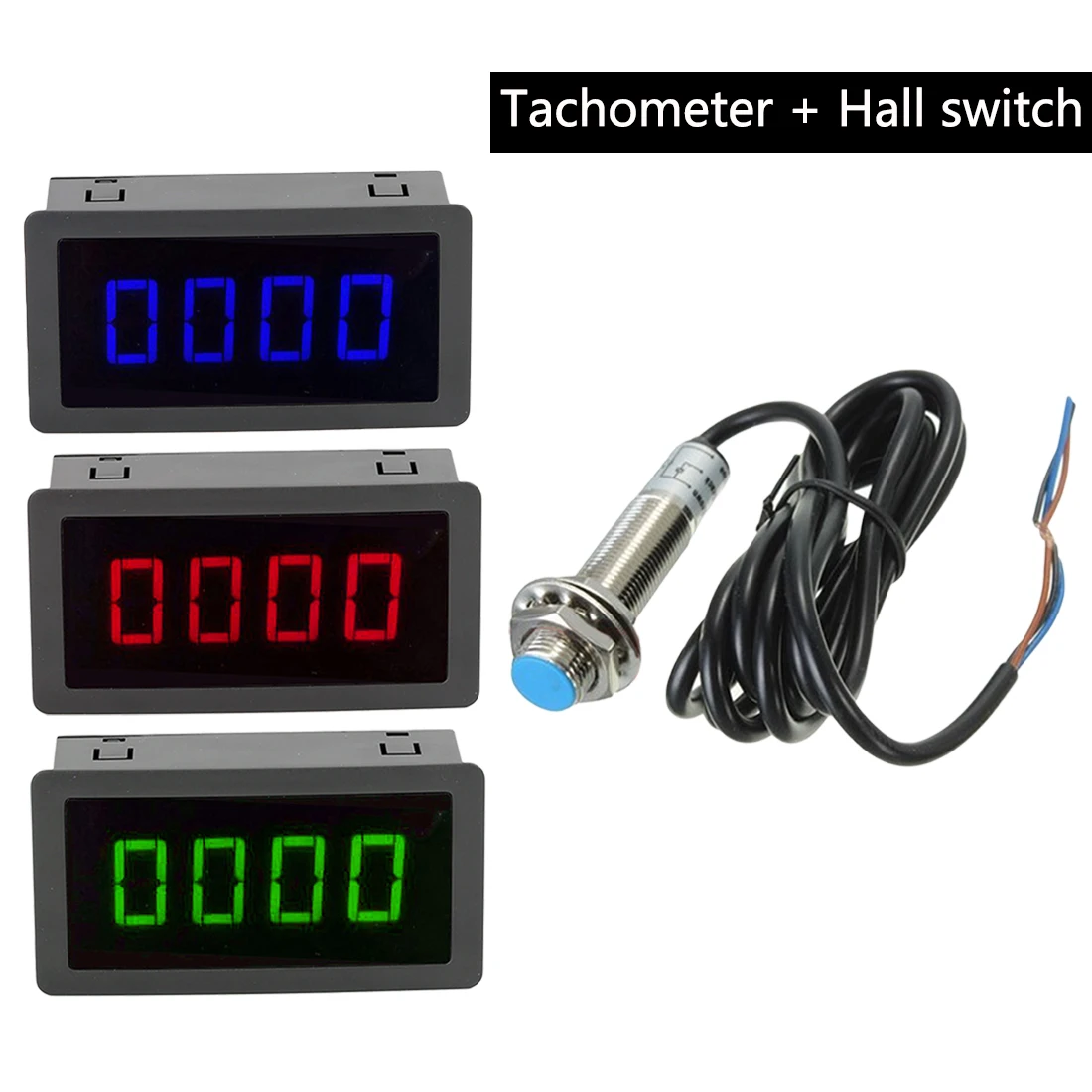 

High Precision DC 8-15V Digital Frequency Tachometer 0.56" 4 LED DC 8-15V Car Motor Speed Meter RPM Measurement Tester 5-9999R/M