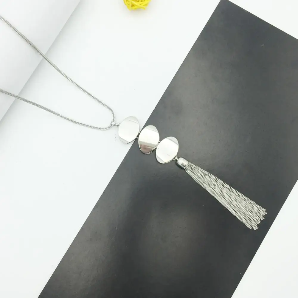 

BOHO Long Chain Pendant Tassel Necklace for Women Fashion Personalized Copper Sheet Necklace Gold/Silver Colors Punk Jewelry