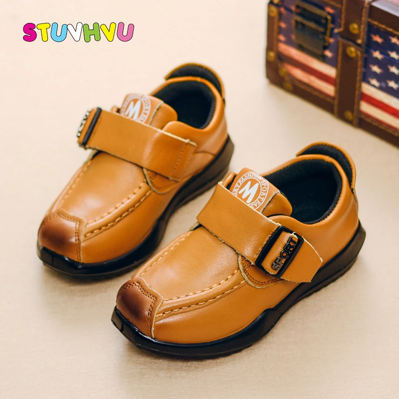 

Boys leather shoes for children 2018 autumn black kids school shoes fashion genuine leather soft flat boys casual sports shoes