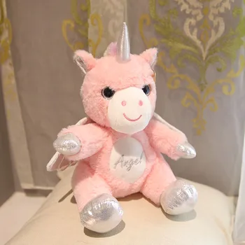 

High quality plush unicorn toys stuffed animal Rainbow unicornio Baby soft cuddly appease dolls toys for girls glowing wings