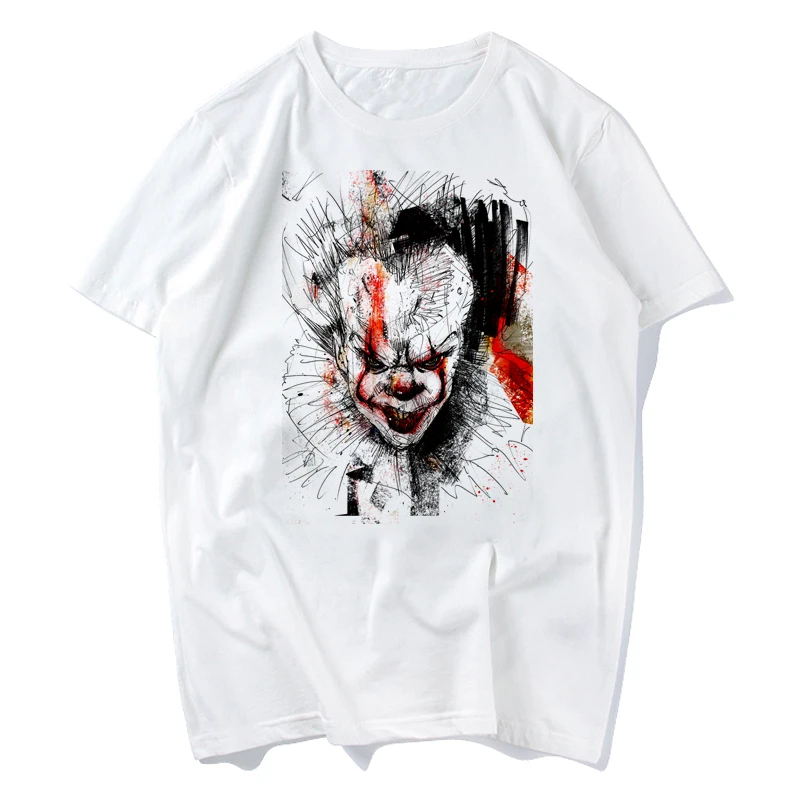 

it clown pennywise T-shirt men summer t-shirt boy print tshirt anime t shirt brand clothing white color tops tees s-xxxl