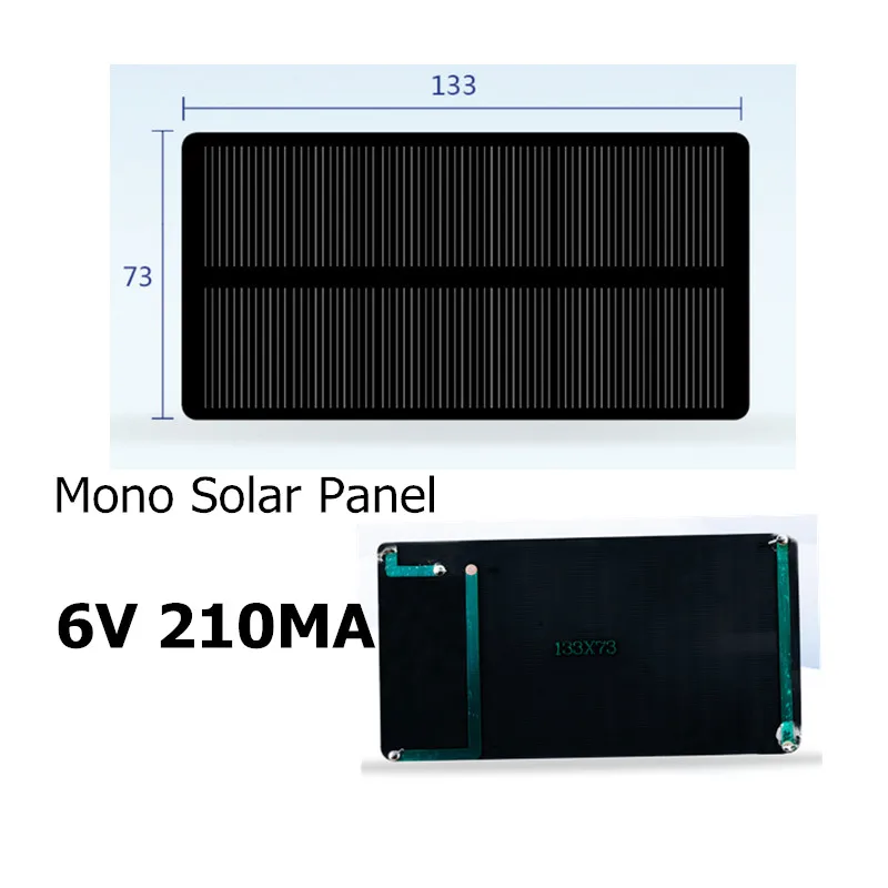 

Mini 6V 210MA 1.25W Monocrystalline Silicon Solar Panel with solar charger/Solar Epoxy Panel Photovoltaic Cell Phone Charging