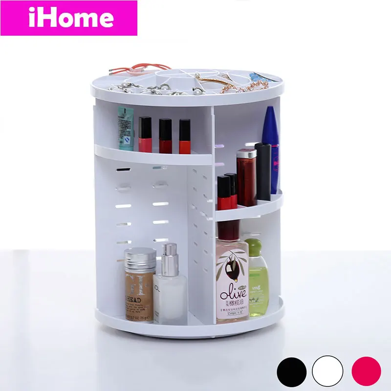 360 Degree Rotating Cosmetics Organizer Storage Box Beauty Makeup Korea Home Dresser Desktop Finishing Jewelry Storage Rack