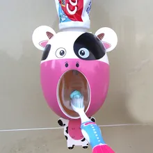 Творческий мультфильм автоматический зубная паста диспенсер с настенным креплением Подставка Кронштейн мощный всасывающий Тип наборы для ванной комнаты